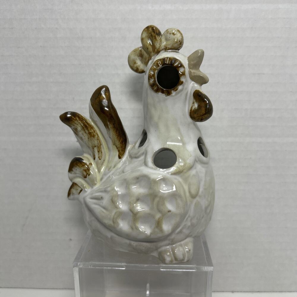 Enesco Ceramic Rooster Chicken Candle/ Incense Holder Light Farm/ Country Style